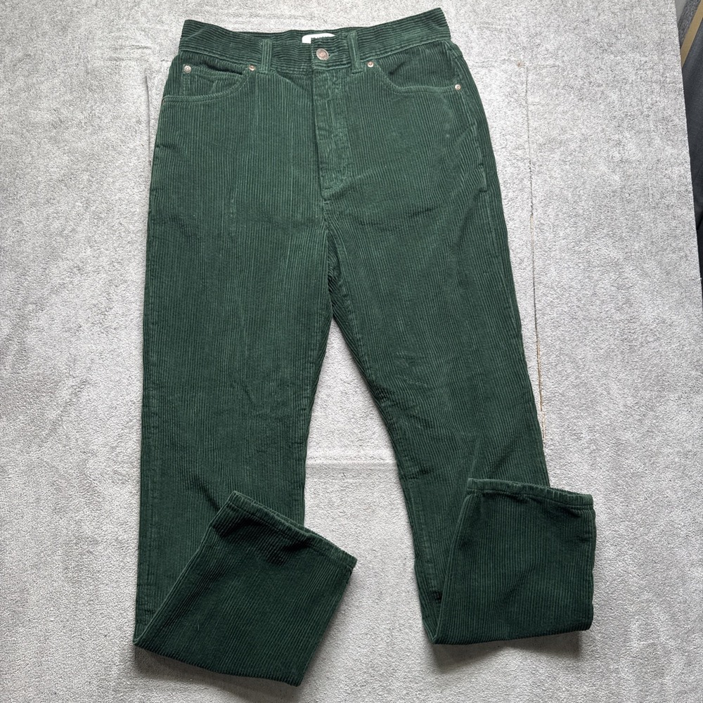 RE/DONE Women's Evergreen Green Corduroy Pants Size 28 Straight Leg Retro Style
